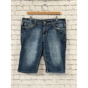 Love Nation Women's Denim Distressed Cuffed Stretch Jeans Capris sz 14